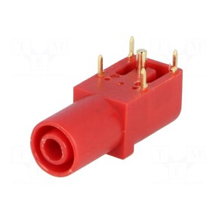 Socket | 4mm banana | 24A | 33mm | red | gold-plated | on panel