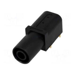 Socket | 4mm banana | 24A | black | gold-plated | PCB | insulated | 33.6mm