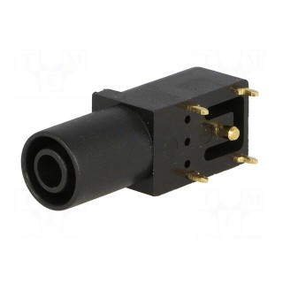 Socket | 4mm banana | 24A | black | gold-plated | PCB | insulated | 33.6mm