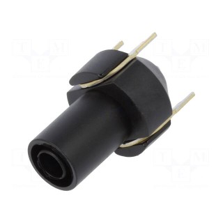Socket | 4mm banana | 24A | black | PCB | insulated,with contacts