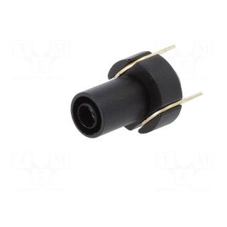 Socket | 4mm banana | 24A | black | PCB | insulated,with contacts
