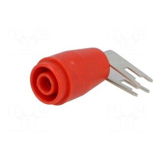 Socket | 4mm banana | 25A | 1kVDC | 27.2mm | red | PCB | -25÷80°C | 5mΩ