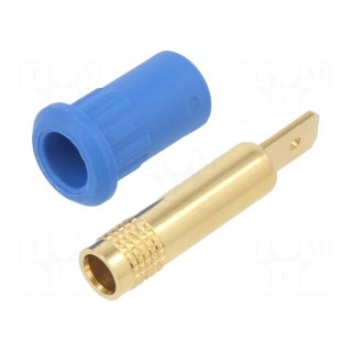 Socket | 4mm banana | 25A | 30VAC | 60VDC | 30mm | blue | gold-plated