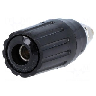Socket | 4mm banana | 25A | black | insulated | crimped