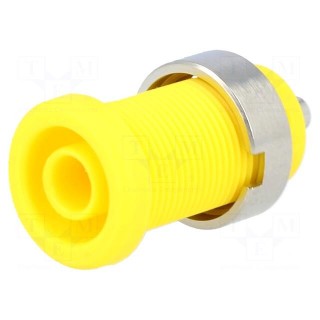 Socket | 4mm banana | 25A | Cutout: Ø12mm | yellow | nickel plated | 5mΩ