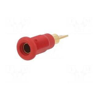 Socket | 4mm banana | 25A | red | gold-plated | Overall len: 30mm