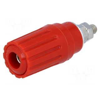 Socket | 4mm banana | 25A | red | insulated | crimped