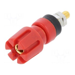 Socket | 4mm banana | 30A | 60VDC | 48mm | red | gold-plated | -20÷80°C