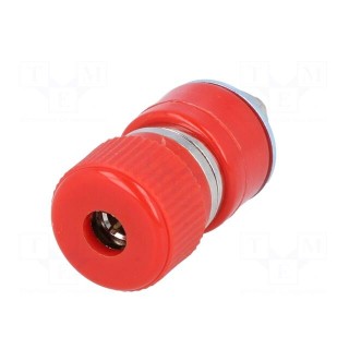 Socket | 4mm banana | 30A | 60VDC | red | nickel plated | screw,on panel