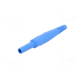 Socket | 4mm banana | 32A | blue | on cable | insulated | 2.5mm2