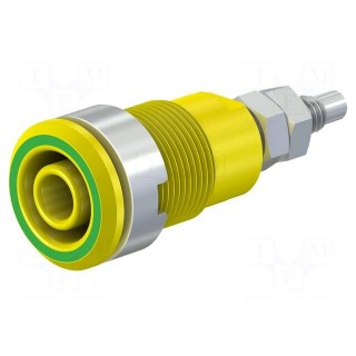 Socket | 4mm banana | 32A | 1kV | Cutout: Ø12.2mm | yellow-green