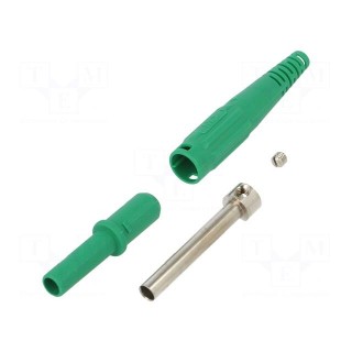 Socket | 4mm banana | 32A | green | on cable | insulated | 2.5mm2