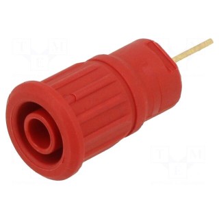 Socket | 4mm banana | 32A | 1kV | red | gold-plated | on panel