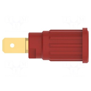 Socket | 4mm banana | 32A | 1kV | red | gold-plated | on panel,push-in