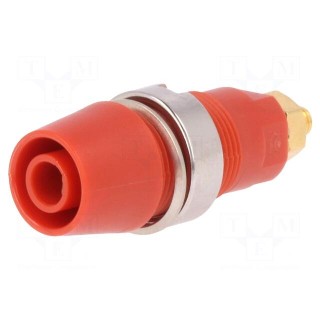 Socket | 4mm banana | 32A | 1kVDC | red | gold-plated | screw | insulated