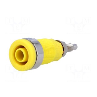 Socket | 4mm banana | 32A | 1kVDC | yellow | nickel plated | on panel