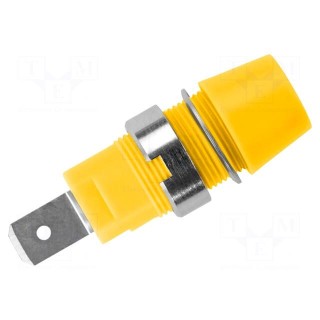 Socket | 4mm banana | 32A | 1kVDC | yellow | nickel plated | screw | 41mm