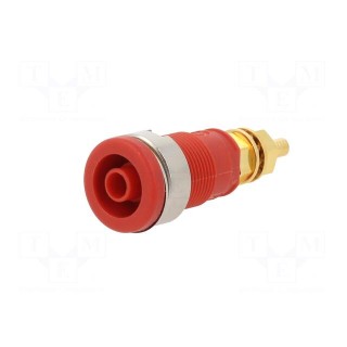 Socket | 4mm banana | 32A | 1kVDC | red | gold-plated | screw | 39mm