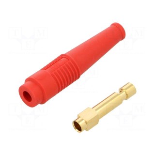 Socket | 4mm banana | 32A | 30VAC | 60VDC | 50mm | red | gold-plated