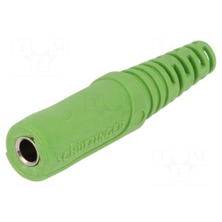 Socket | 4mm banana | 32A | 70VDC | green | nickel plated | on cable