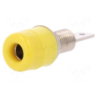 Socket | 4mm banana | 32A | 33VAC | 70VDC | yellow | nickel plated | 5mΩ