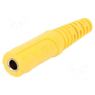 Socket | 4mm banana | 32A | 33VAC | 70VDC | yellow | nickel plated | Ø: 4mm