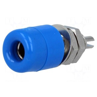 Socket | 4mm banana | 32A | 60VDC | blue | nickel plated | insulated
