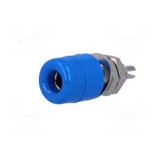 Socket | 4mm banana | 32A | 60VDC | blue | nickel plated | insulated