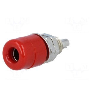Socket | 4mm banana | 32A | 60VDC | red | nickel plated | screw,on panel