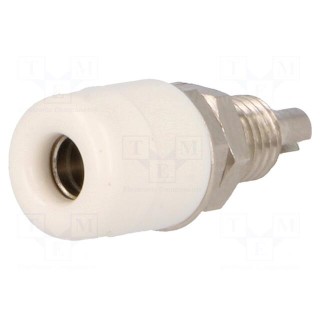 Socket | 4mm banana | 32A | 60VDC | white | nickel plated | insulated