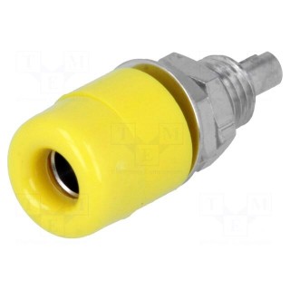 Socket | 4mm banana | 32A | 60VDC | yellow | nickel plated | insulated