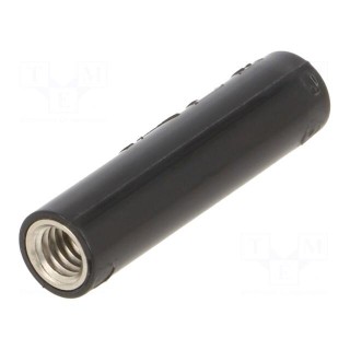Socket | 4mm banana | 32A | black | nickel plated | screw | insulated