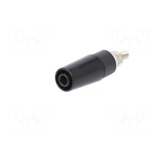 Socket | 4mm banana | 32A | black | on panel | 45mm | Contacts: brass