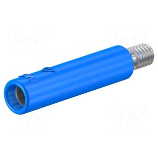 Socket | 4mm banana | 32A | blue | nickel plated | screw | insulated