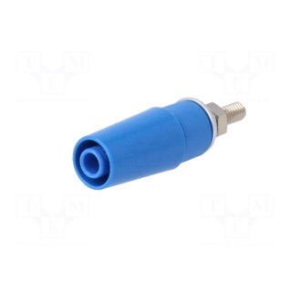 Socket | 4mm banana | 32A | blue | on panel | 45mm | Contacts: brass