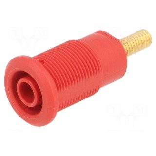 Socket | 4mm banana | 32A | red | gold-plated | Overall len: 33mm