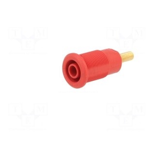 Socket | 4mm banana | 32A | red | gold-plated | Overall len: 33mm