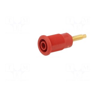 Socket | 4mm banana | 32A | red | gold-plated | Overall len: 38.5mm