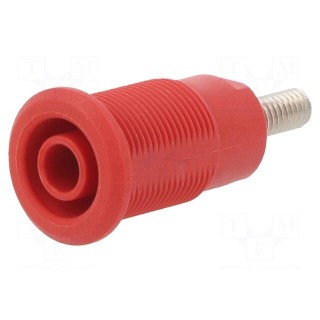 Socket | 4mm banana | 32A | red | nickel plated | Overall len: 33mm