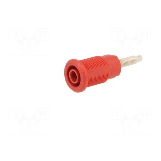 Socket | 4mm banana | 32A | red | nickel plated | Overall len: 38.5mm