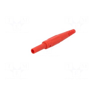Socket | 4mm banana | 32A | red | on cable | insulated | 2.5mm2