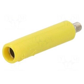Socket | 4mm banana | 32A | yellow | nickel plated | screw | insulated