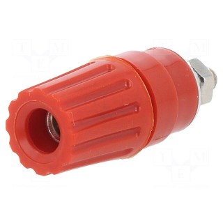Socket | 4mm banana | 35A | 60VDC | red | nickel plated | on panel,screw