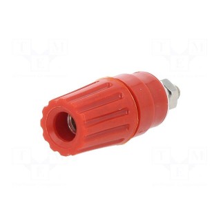 Socket | 4mm banana | 35A | 60VDC | red | nickel plated | on panel,screw