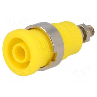 Socket | 4mm banana | 36A | Cutout: Ø12mm | yellow | nickel plated | 5mΩ