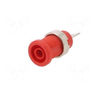 Socket | 4mm banana | 36A | red | nickel plated | on panel,screw | 5mΩ