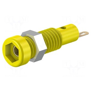 Socket | 2mm banana | 10A | 23.3mm | yellow | insulated | 60VDC | 30VAC