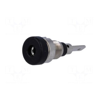 Socket | 2mm banana | 10A | 23mm | black | on panel,screw | insulated