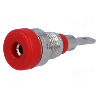 Socket | 2mm banana | 10A | 23mm | red | Mounting: screw,on panel