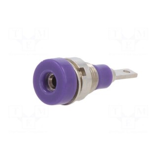 Socket | 2mm banana | 10A | 23mm | violet | soldered,on panel | SS2
